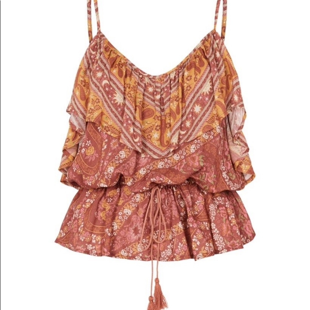 Spell City Lights strappy cami ruffle top